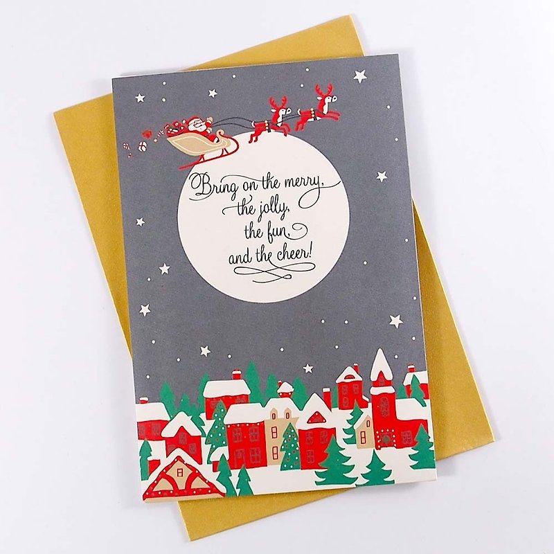 聖誕老公公很忙 立體耶誕卡片【Hallmark-卡片 聖誕節系列】 - 心意卡/卡片 - 紙 灰色