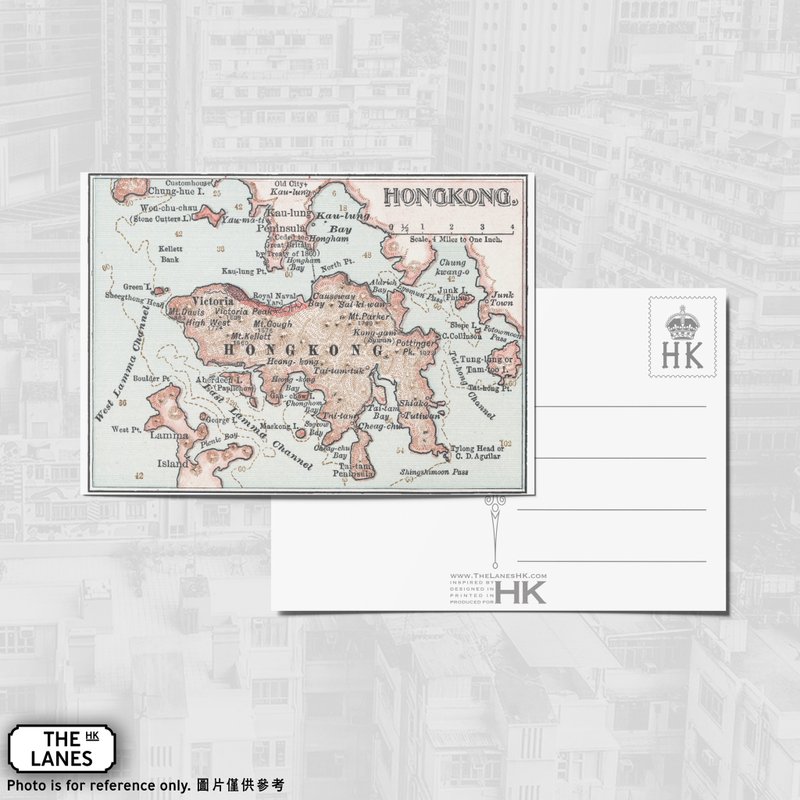 A6明信片 1900年香港地圖 - 卡片/明信片 - 紙 多色