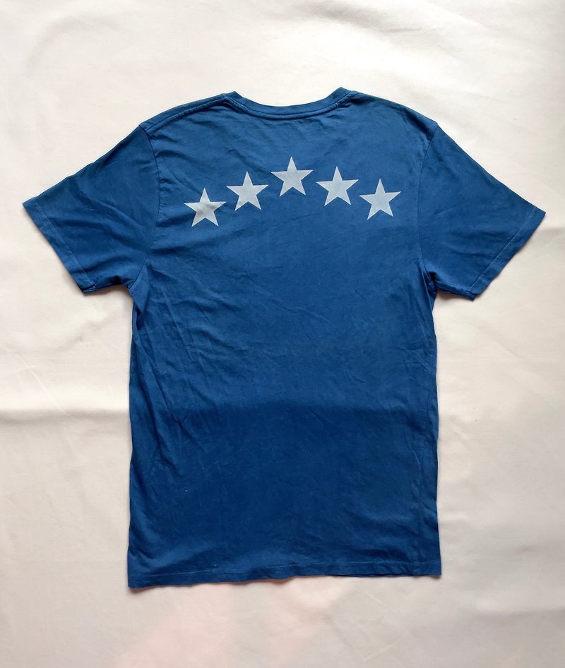 日本製 手染め BLUE 5 STAR organic cotton TEE Indigo dyed 藍染 aizome JAPANBLUE - Tシャツ - コットン・麻 ブルー