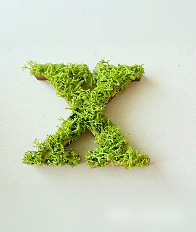 Wooden Alphabet Object (Moss) 5cm/Xx 1 piece - ของวางตกแต่ง - ไม้ สีเขียว