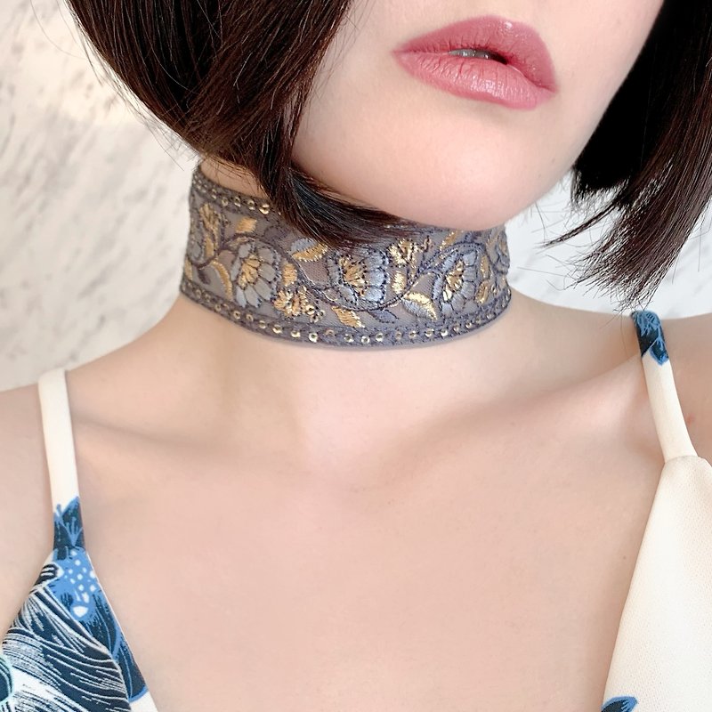 Flower lover blooming in a gentle dream / Choker SV273 - Chokers - Polyester Multicolor