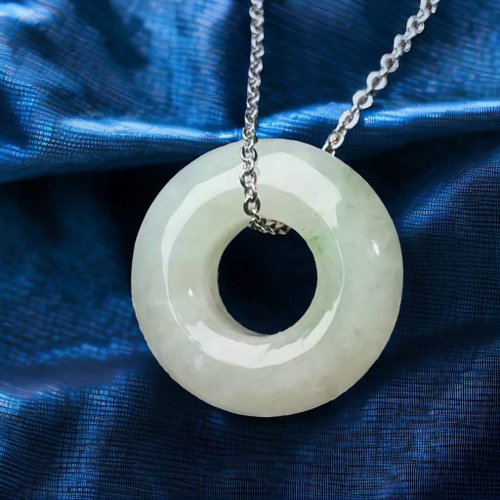 瓔珞珠寶盒 E.L.Jewelry Box 冰種飄綠翡翠平安扣項鍊 | 天然緬甸玉翡翠A貨 | 送禮