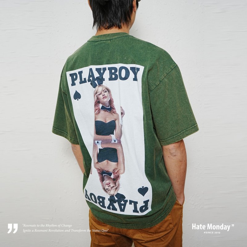 Hate Monday'' X PLAYBOY -OVERSIZE TEE(PBHMFW24T50) - เสื้อฮู้ด - ผ้าฝ้าย/ผ้าลินิน สีเงิน