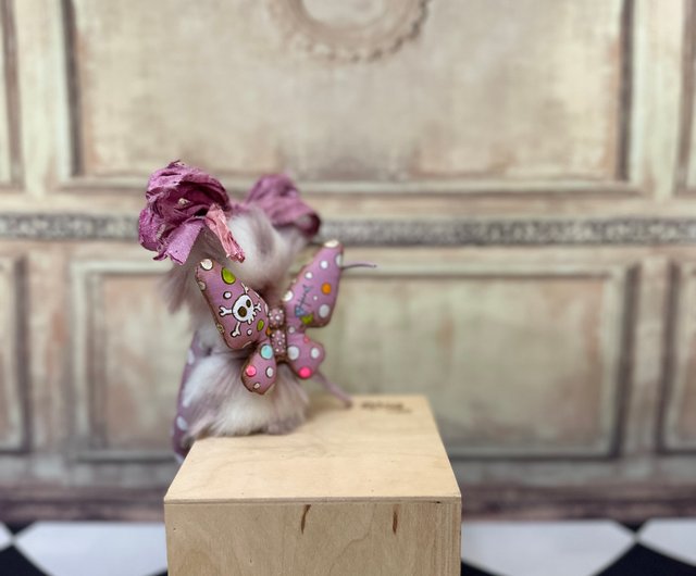 White&pink mini cyclop - doll with wings _ MADE-TO-ORDER