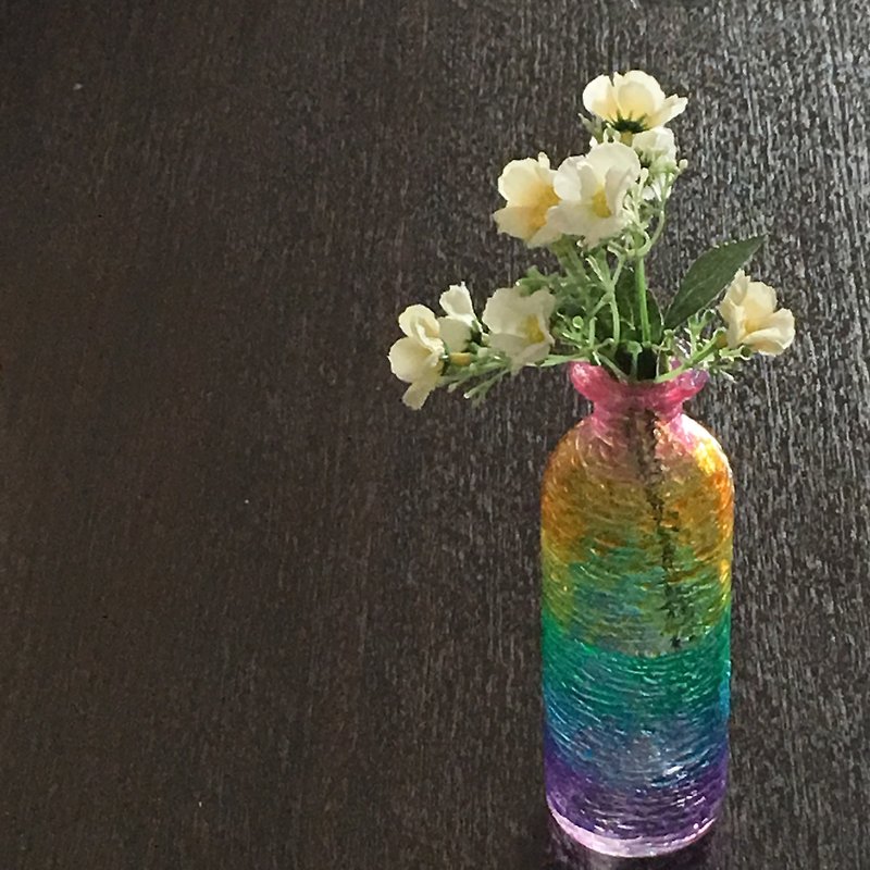 Nature Art Decorative Handmade Vase・Rainbow Stained Glass Painting Bottle