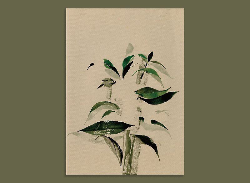 Jade Paper / Plant Sketch / Hand Drawn Postcard - การ์ด/โปสการ์ด - กระดาษ 