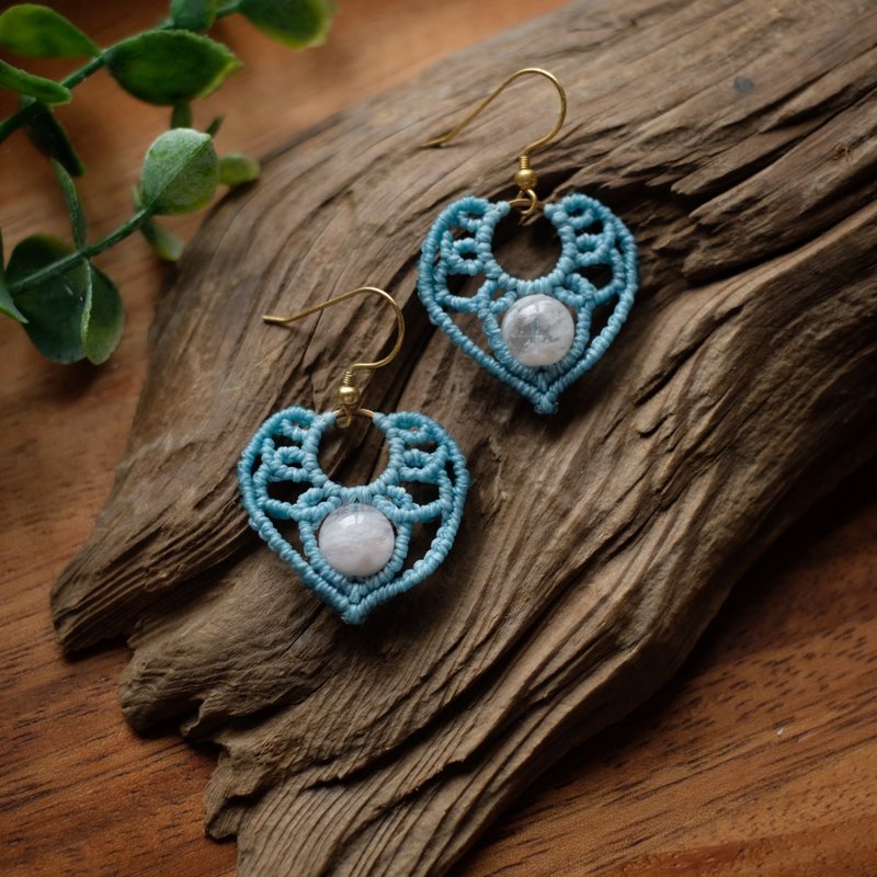 雪花幽霊編みピアス イヤリング変更可 - ピアス・イヤリング - ポリエステル ブルー