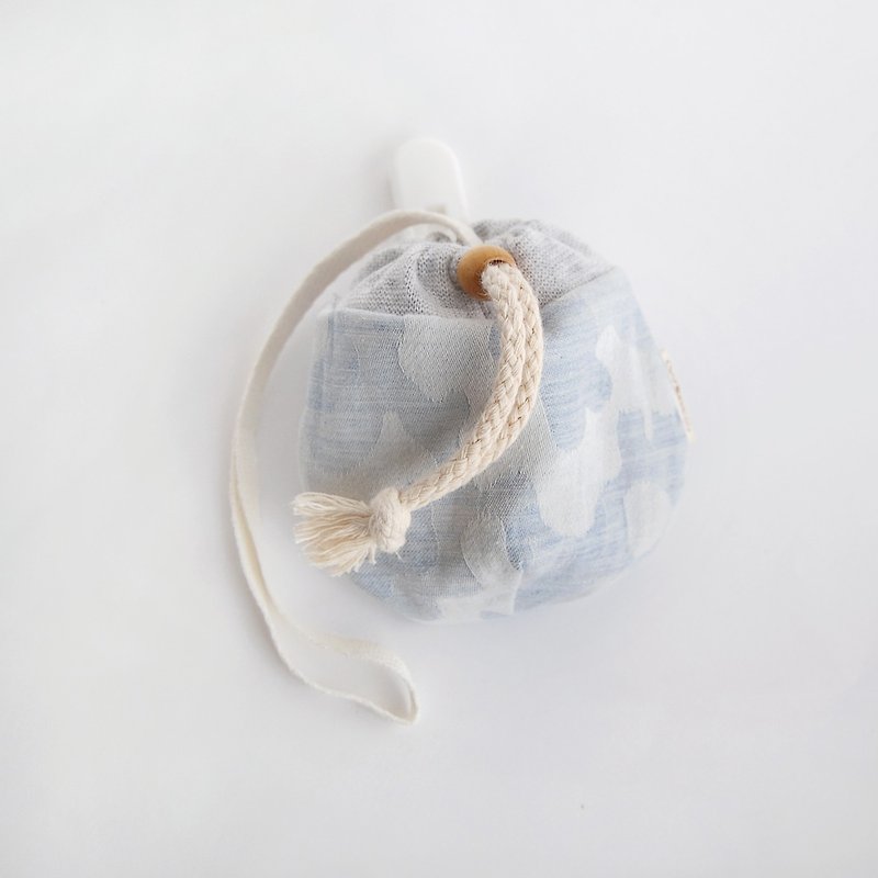 色織迷彩淺藍 嬰兒奶嘴束口包 - 圍兜/口水巾 - 棉．麻 藍色