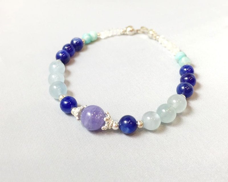 MH Silver Natural Stone Custom Series_Ocean Planet_Kazakh Stone - Bracelets - Gemstone Blue