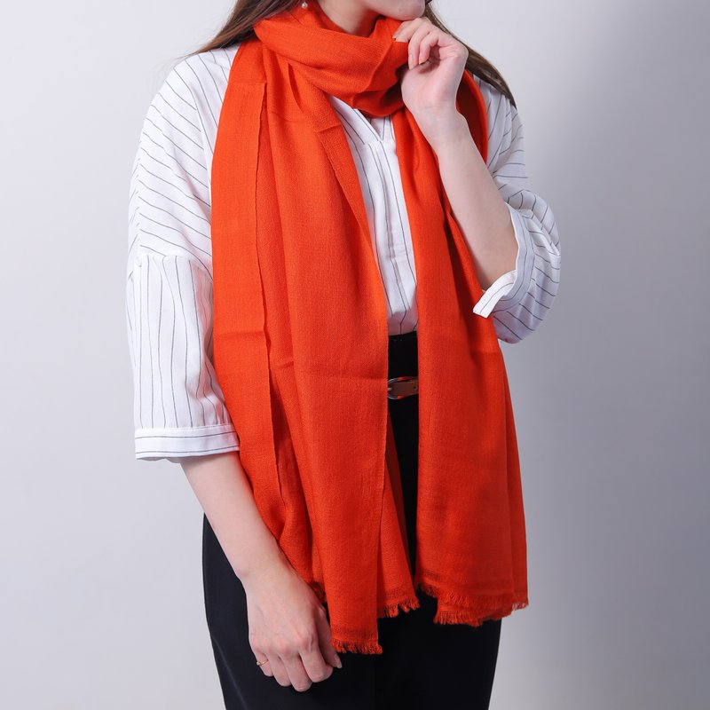 Cashmere cashmere scarf/shawl orange ring velvet suitable for all seasons - Knit Scarves & Wraps - Wool Orange