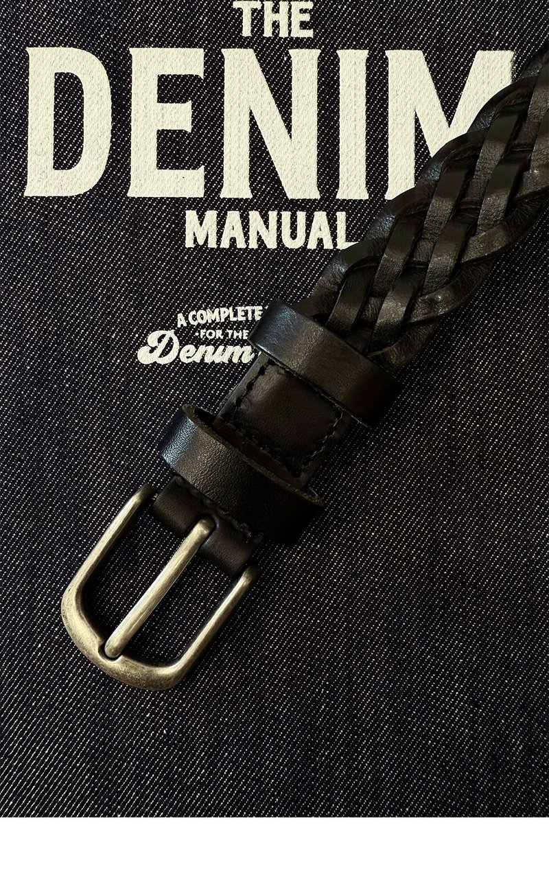 復古休閒編織皮帶真頭層牛皮 - 皮帶/腰帶 - 真皮 