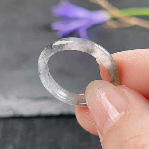 瓔珞珠寶盒 E.L.Jewelry Box 【求‧緣】冰烏雞翡翠戒指戒圈 | 國際15圍 | 天然緬甸玉翡翠A貨