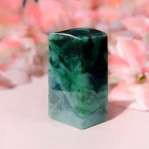 瓔珞翡翠 花青翡翠玉印章 | 天然緬甸玉A貨翡翠 | 送禮