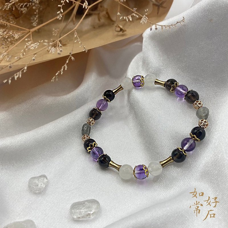[Princess Roland] Amethyst/citrine/white jade/blue light labradorite crystal bracelet - Bracelets - Semi-Precious Stones 