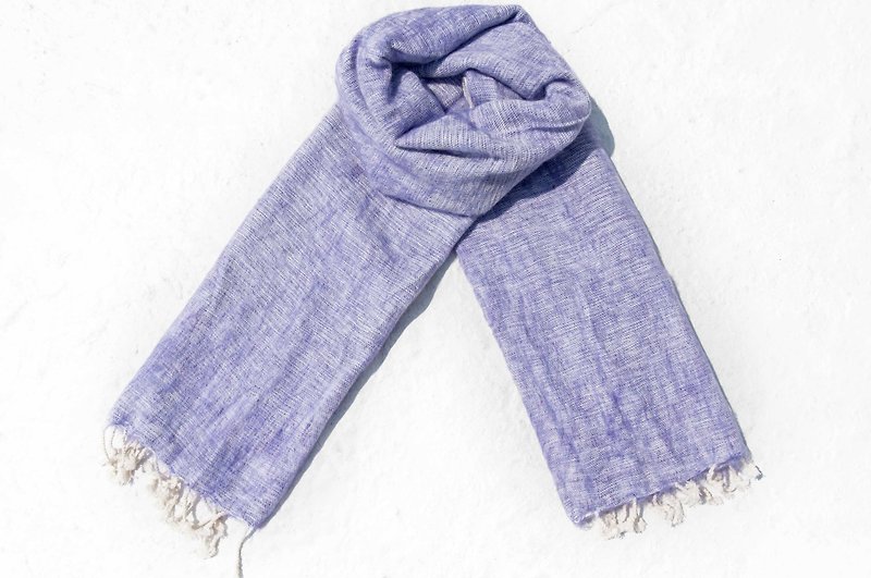 民族風披巾/boho針織圍巾/手織圍巾/針織披巾/羊毛蓋毯-薰衣草紫 - 絲巾 - 羊毛 紫色