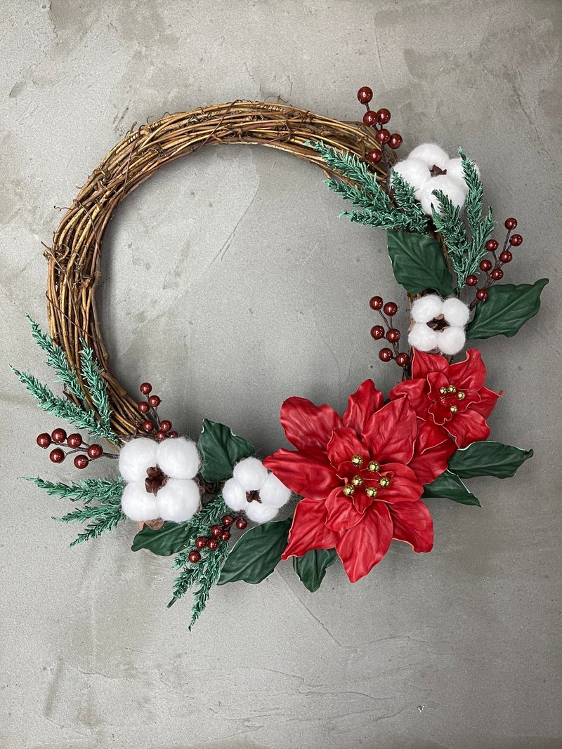 Leather Christmas Wreath - Items for Display - Genuine Leather Red