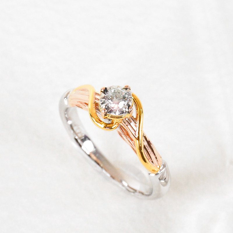 愛情電流 燈泡 客製化鑽石婚戒 - 戒指 - 玫瑰金 金色