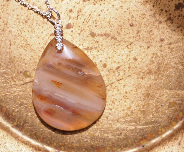 Faceted Pentagon Montana Agate Sterling Silver Handmade Necklace