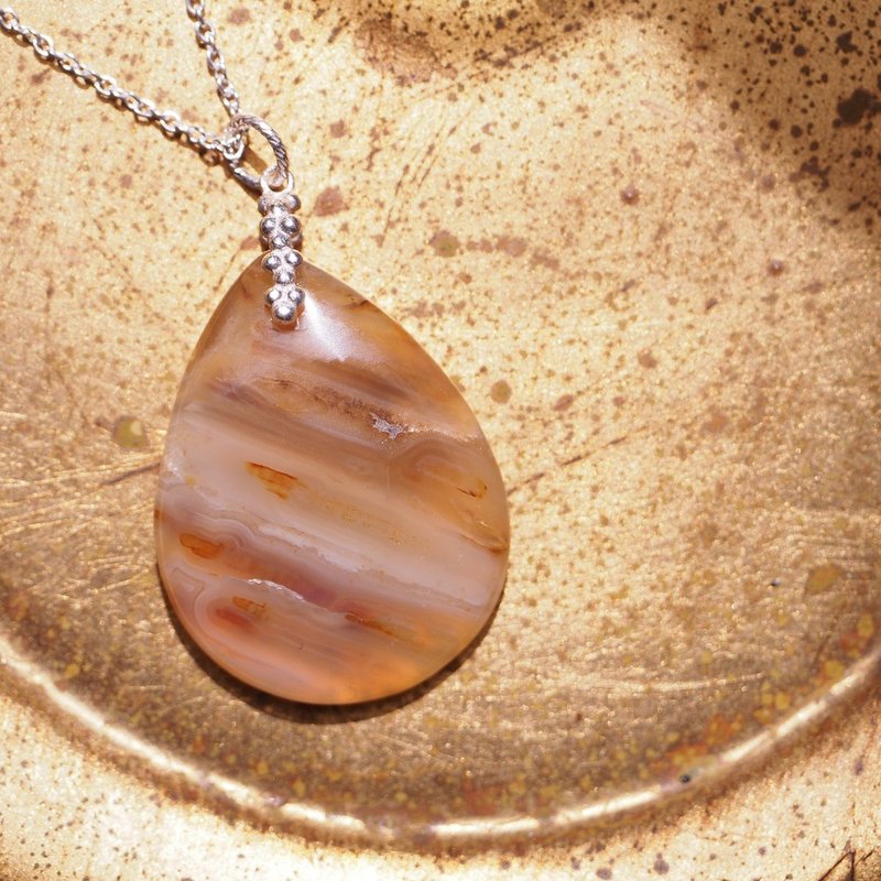 Faceted Pentagon Montana Agate Sterling Silver Handmade Necklace - Necklaces - Semi-Precious Stones Orange