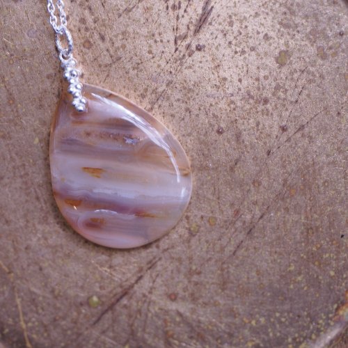 Faceted Pentagon Montana Agate Sterling Silver Handmade Necklace