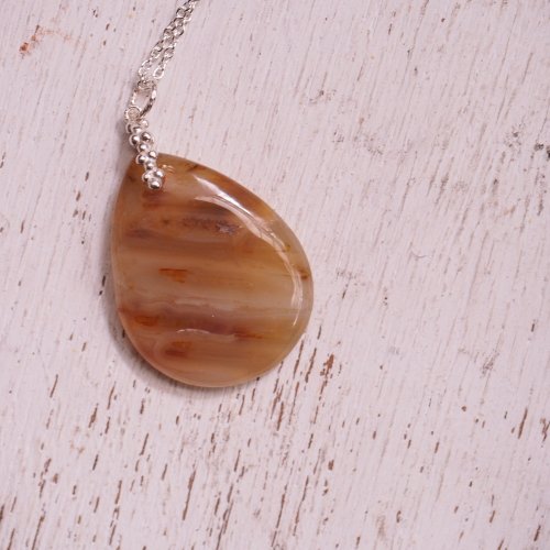 Faceted Pentagon Montana Agate Sterling Silver Handmade Necklace