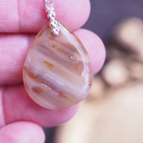 Faceted Pentagon Montana Agate Sterling Silver Handmade Necklace