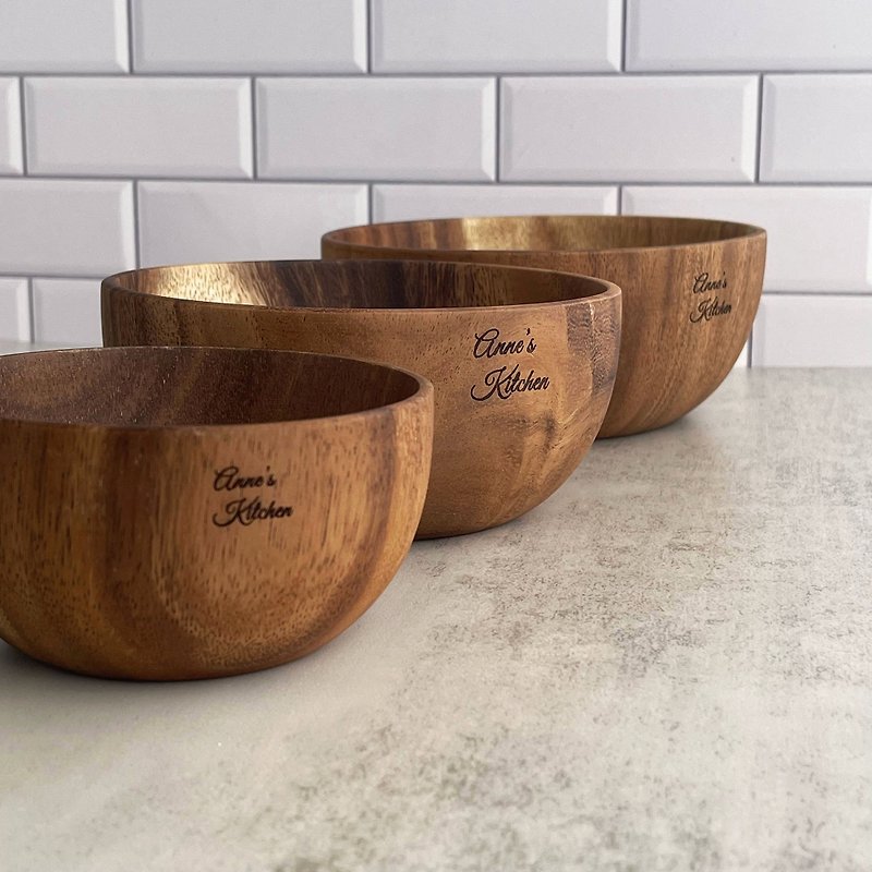 Personalized High-quality Acacia Wooden Bowl - ถ้วยชาม - ไม้ 