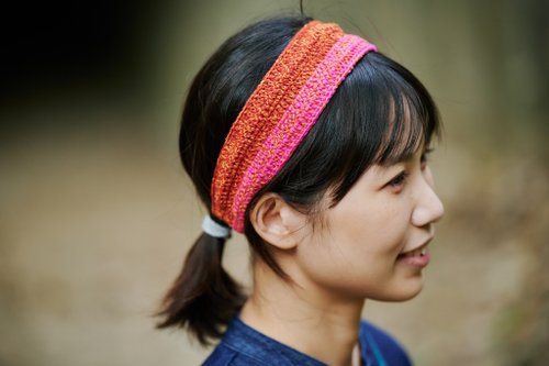 編み上げツートーン ヘッドバンド - ピーチ ココ - ショップ 糸 赤mee