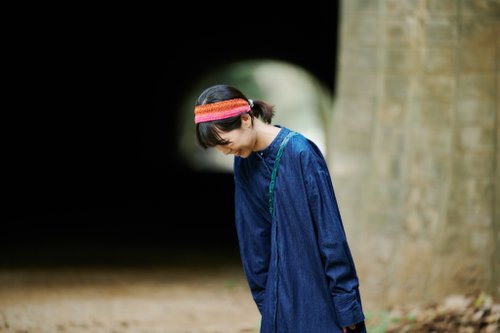 編み上げツートーン ヘッドバンド - ピーチ ココ - ショップ 糸 赤mee