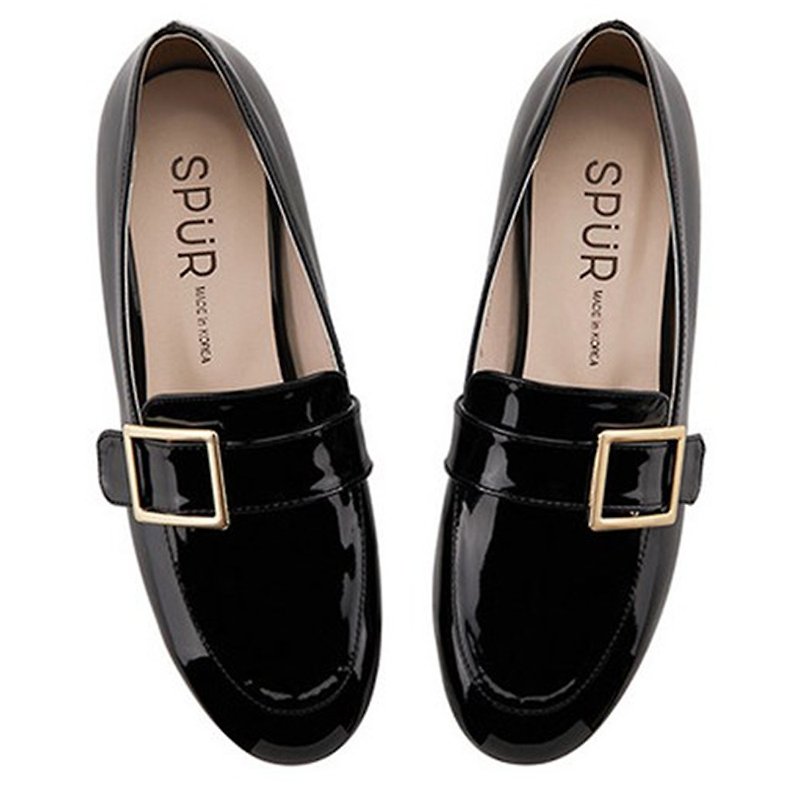 PRE-ORDER – SPUR FRAME BELTED LOAFER MS7016 BLACK - รองเท้าลำลองผู้หญิง - หนังเทียม สีดำ