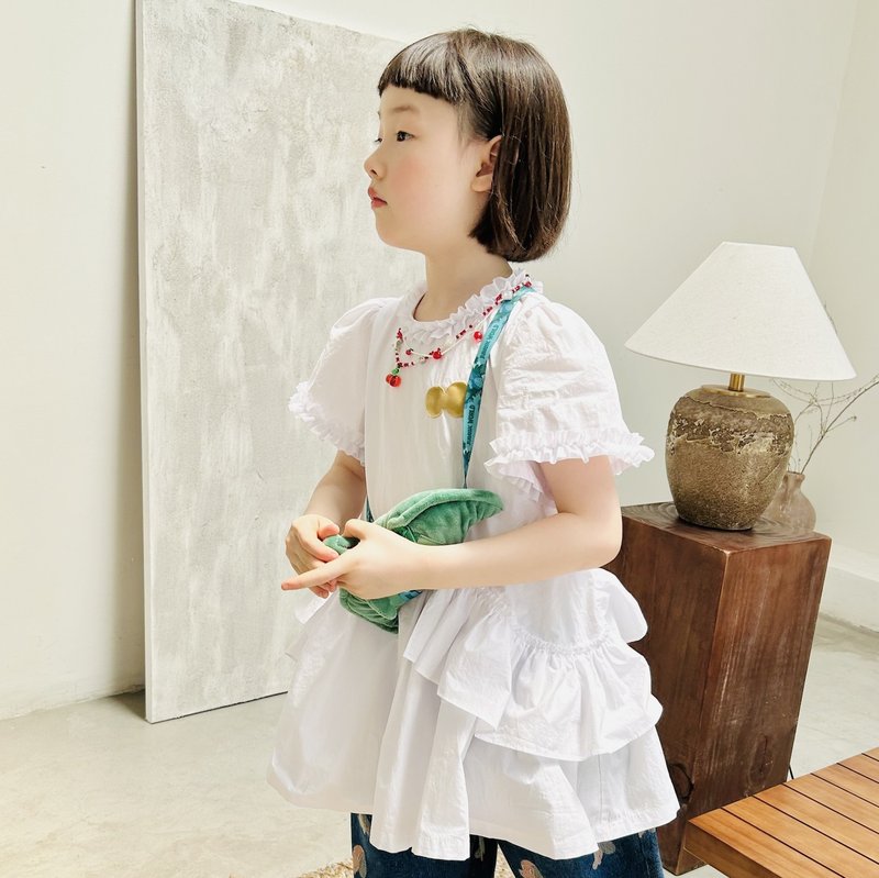 Pure white lace dress/skirt top cotton children's clothing - เสื้อยืด - ผ้าฝ้าย/ผ้าลินิน ขาว