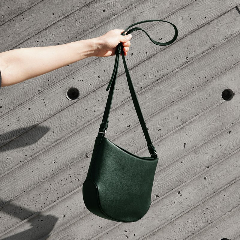 Arc Shoulder Bag-Thyme Green/leather bag/shoulder bag/crossbody - Messenger Bags & Sling Bags - Genuine Leather Green