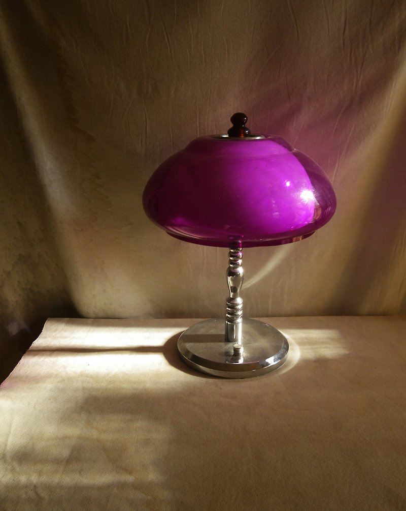 [Old Time OLD-TIME] Early Taiwanese 盏 盏 purple double-layer mushroom lamp*only sent to the post office* - โคมไฟ - วัสดุอื่นๆ หลากหลายสี