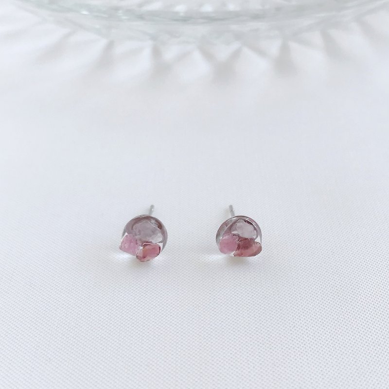 casual. Natural stone powder crystal powder tourmaline Stone earrings anti-allergic ear acupuncture peach blossom popularity - Earrings & Clip-ons - Crystal Pink