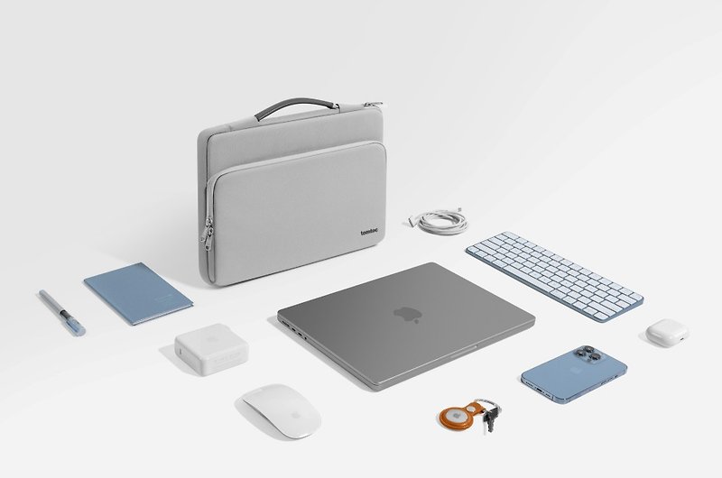 A must-have for professionals, the gray laptop bag is suitable for MacBook Pro / Air 13/14/15/16 inches - กระเป๋าแล็ปท็อป - เส้นใยสังเคราะห์ สีเทา