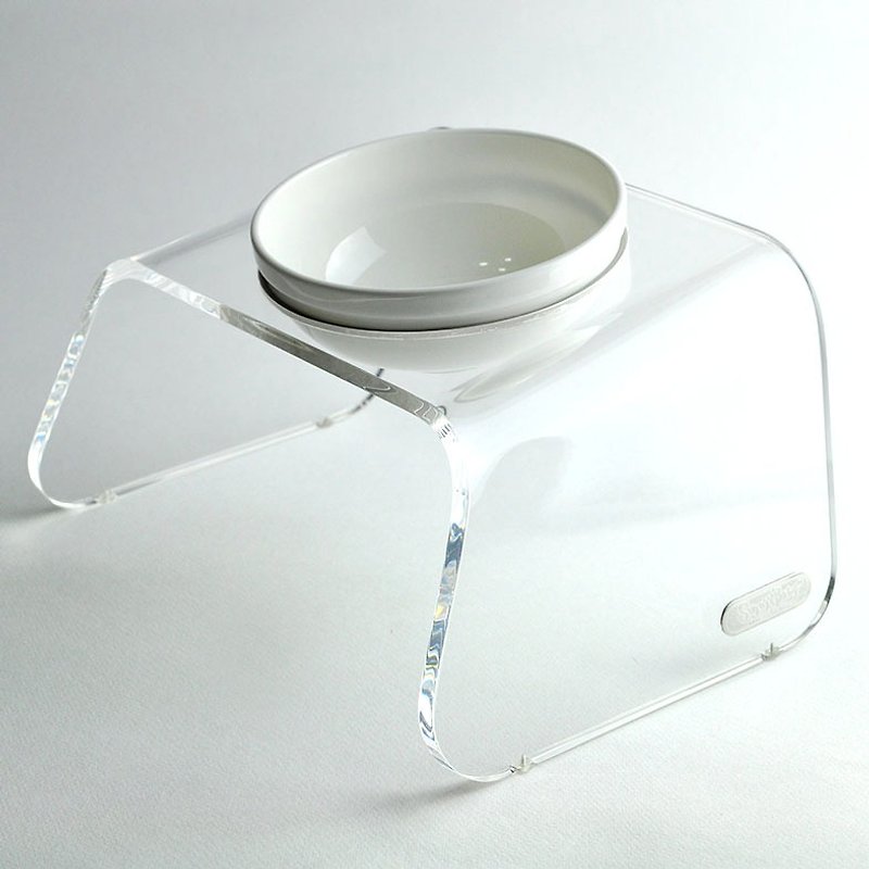 M size I-PET high-quality transparent pet bowl rack Medium size: 30X19X15cm - ชามอาหารสัตว์ - อะคริลิค 