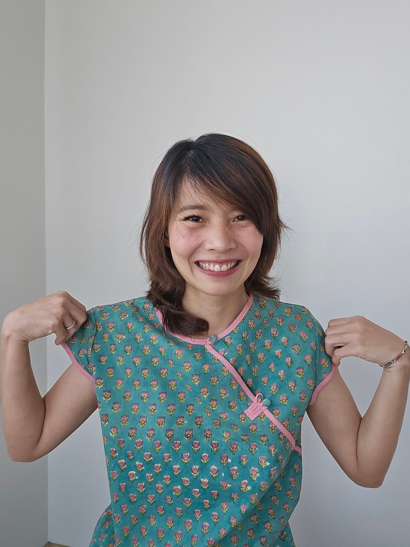 Mei Mei Top Chinese Style - 女上衣/長袖上衣 - 棉．麻 綠色