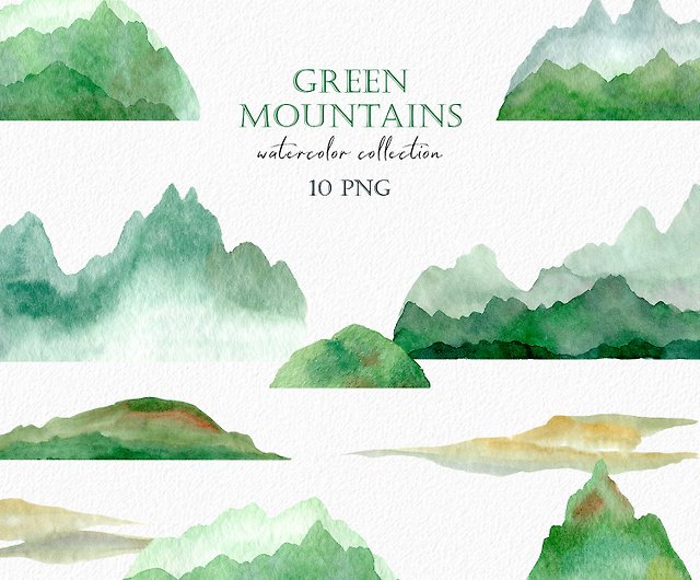 Mountain Landscape Watercolor Envelope Liner, Set of 10