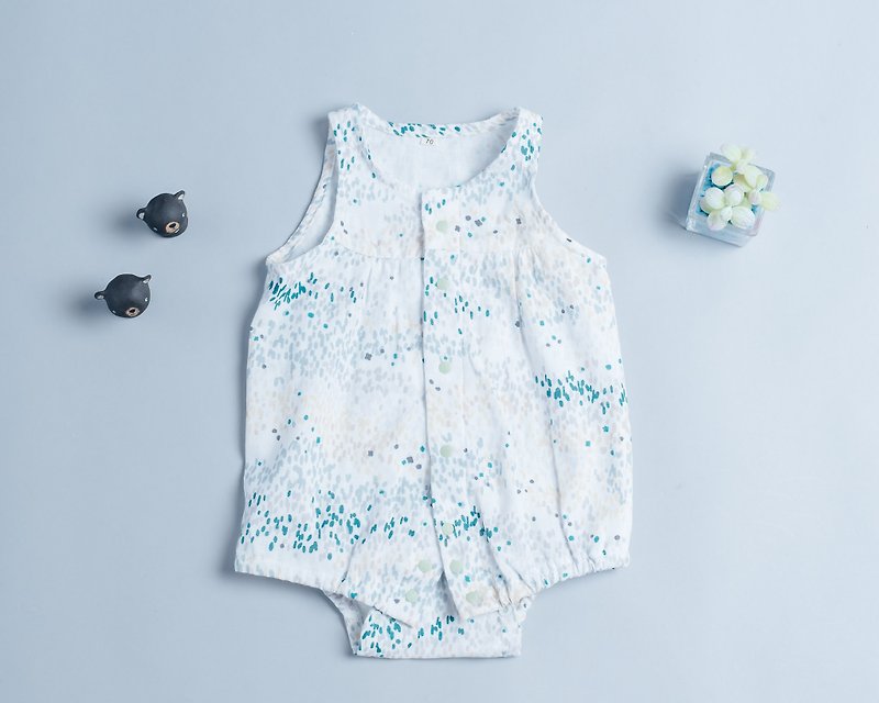 Sleeveless Fart-Flower 7 Infant Toddler - Onesies - Cotton & Hemp Blue