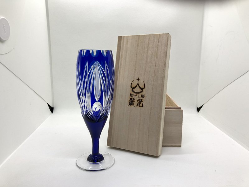 蕾に曲線フルートシャンパングラス - 玻璃杯 - 玻璃 藍色