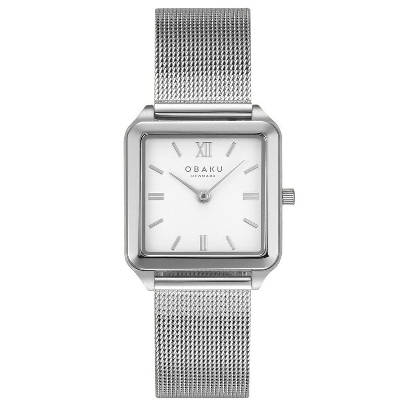 Obaku 經典方框設計都會時尚腕錶-星光銀 (V309LXCWMC) - 女錶 - 不鏽鋼 多色