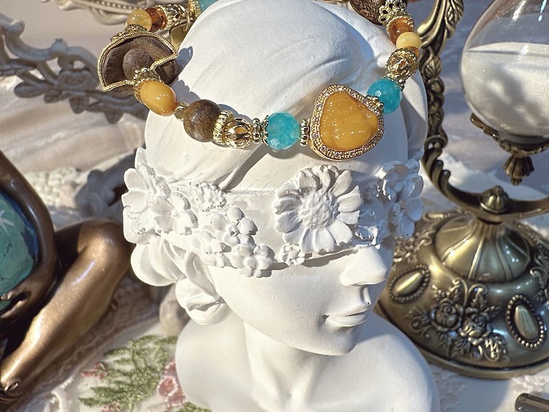 -Qiu Buddha-Natural crystal Bronze bracelet - Bracelets - Copper & Brass 