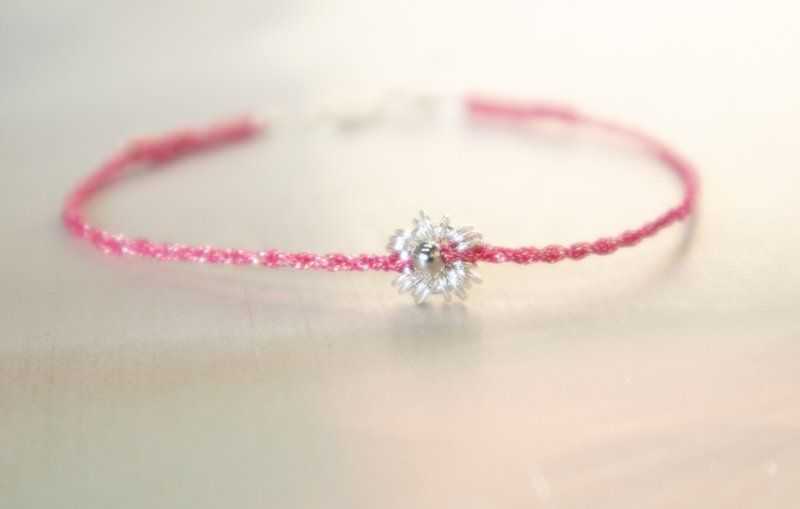 925 Sterling Silver Daisy-Handmade-Lucky Bracelet-Koi Pink - สร้อยข้อมือ - เงินแท้ สึชมพู