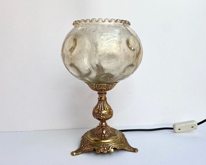 Mid-Century Table Lamp Ball Shade and Tulip Base Belgium, 70s - Lighting - Other Metals Gold