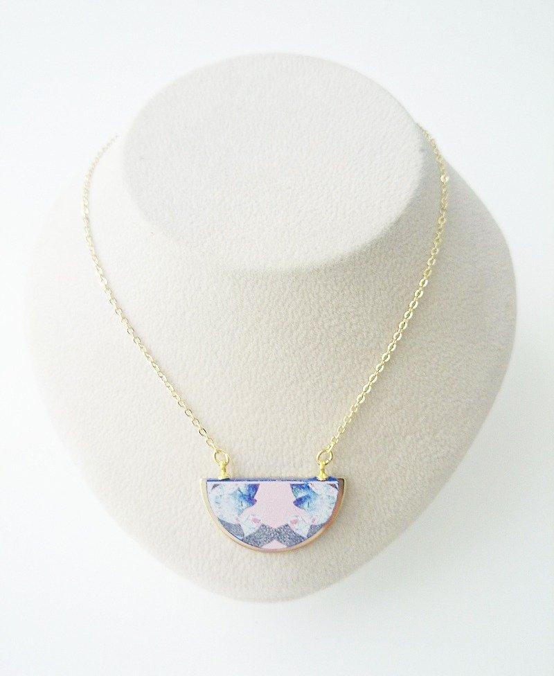 geometric print wooden necklace - 項鍊 - 木頭 藍色