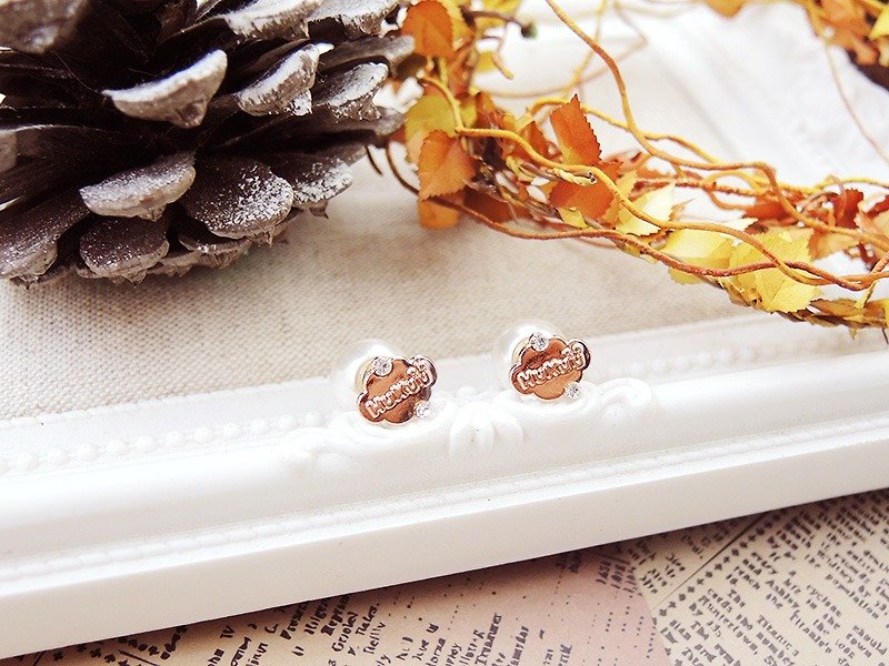 §HUKUROU§ small cloud after pearl earrings (rose gold) - Earrings & Clip-ons - Other Metals 