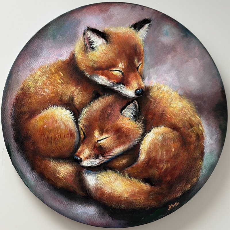 Fox canvas painting, Fox wall art, Nursery room fox decor, Animal poster, Forest - 壁貼/牆壁裝飾 - 棉．麻 多色