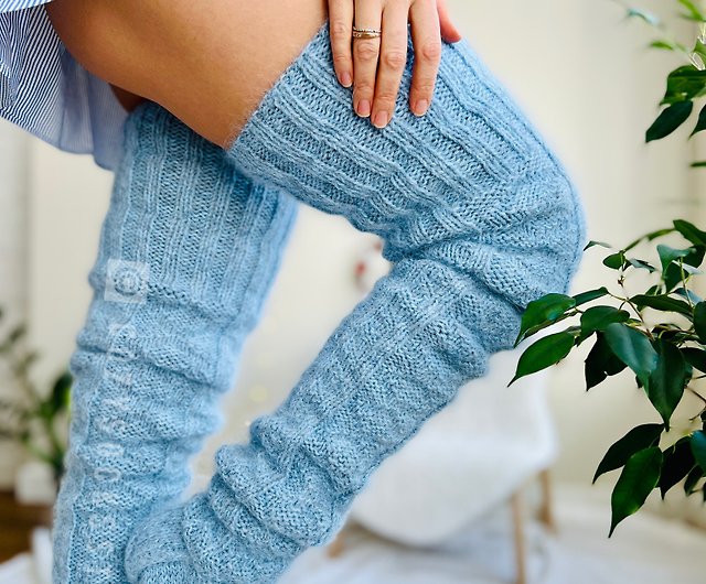 Warm stockings for women plus size Merino wool long socks Alpaca leg  warmers - Shop CozySocksStore Stockings - Pinkoi