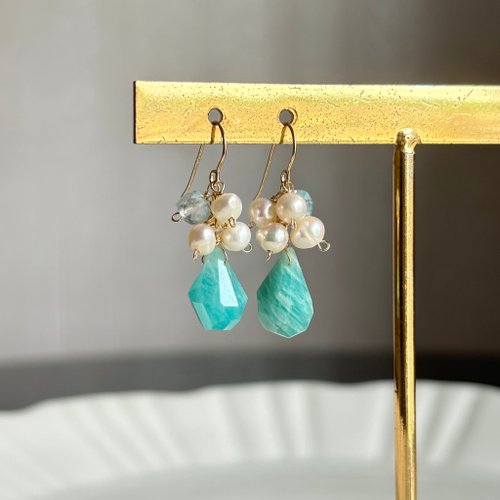 17select -Hina Jewelry- 14KGF 天河石 託帕石 短耳環 / 耳夾
