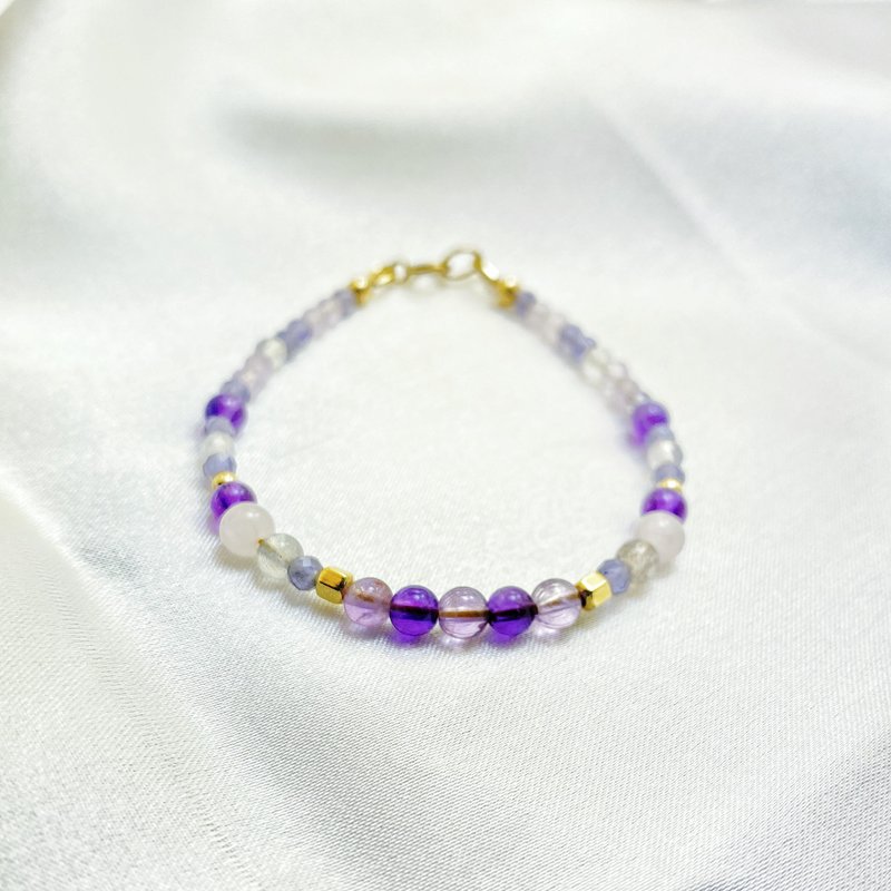 Wisteria (Limited Edition) | Stone Stone Bracelet 14KGFx Amethyst x Purple Ghost x Lavender Amethyst x Corianite - Bracelets - Crystal Purple